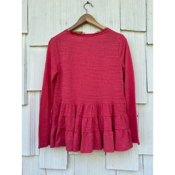 Anthropologie‎ Deletta Thea Peplum Ruffle Top Coral Tiered Long Sleeve Size XS - Picture 6 of 8